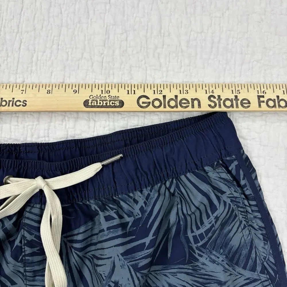 Fair Harbor Mens XL Navy Blue Palm Leaf BreezeKnit Board Shorts Swim Trunks
